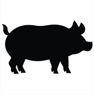 Simple vector pig silhouette black solid color