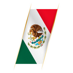 Mexico flag in the form of a banner with waving effect and shadow.