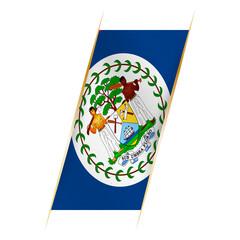 Belize flag in the form of a banner with waving effect and shadow.