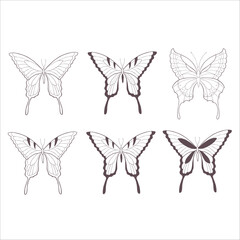 Set of Butterflies. Vector Illustration on the White Background.
