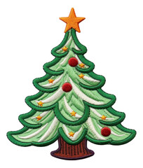 Fototapeta premium Christmas tree embroidery patch isolated.