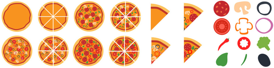 Pizza Bundle icon vector set. Pizza illustration sign collection. fast food symbol. Food logo. pizzeria mark.