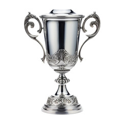 Silver trophy on white background. Generative AI