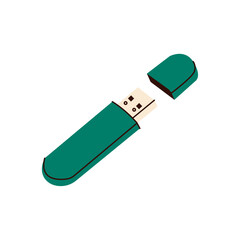 Vector flat illustration of a flash drive, flash drive on a white background.