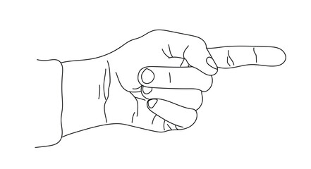 Hand of Businessman Pointing Direction Forward Line Art. Business and leadership concept
