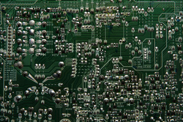 Closeup of electronic circuit board texture