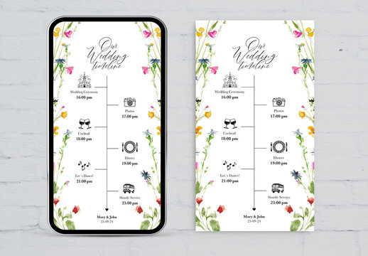 Wild Flowers Digital Wedding Timeline