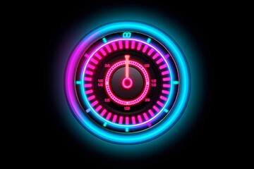 hitech dial button, circle line overlay, glow neon