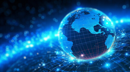 Naklejka na ściany i meble global network technology line and digital