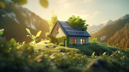 Concept image of a small house in nature. 