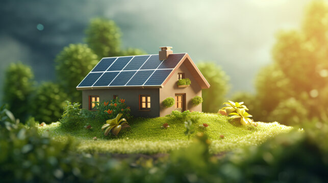 Concept image of a small house in nature. 