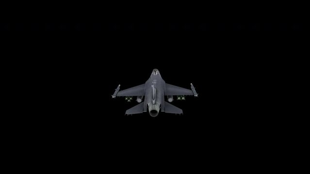 This stock motion graphics Seamless Looping video F-16 fighter jet clip on transparent alpha channel for easy drag and drop use!