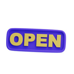 3D Open Sign Illustration