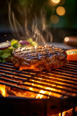 厚い牛ステーキ肉を焼く「AI生成画像」