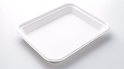 A paper food tray, devoid of any labels, sits in solitude against a white background