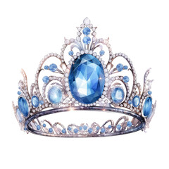 blue tiara in watercolor style isolated