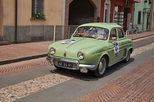 vintage Renault Dauphine (1956) in historical classic car race Mille Miglia, on May 19, 2017 in Gatteo, FC, Italy