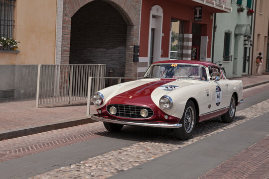 Vintage sports car Ferrari 250 GT Boano (1956) in classic car race Mille Miglia, on May 19, 2017 in Gatteo, FC, Italy