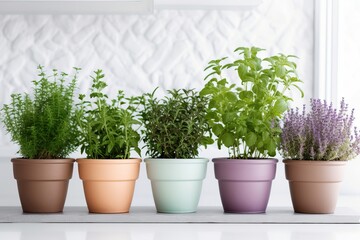 Kitchen Herb Garden: Lavender, Basil, Rosemary, Mint, Thyme