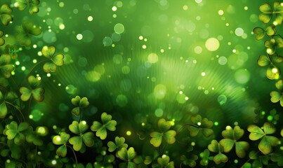 Obraz premium Vibrant Green Clover Leaves. St. Patrick's Day Background