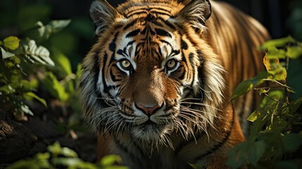 Wild tiger roaming in nature