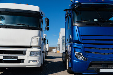 Semi truck fleet at the logistics center