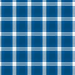 Plaid pattern with twill weave.Navy blue and white tartan check seamless pattern.Vector illustration geometric background for fabric, paper, website.