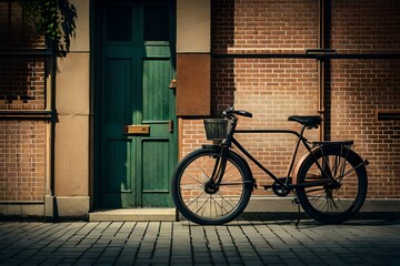 Bicycle in front of a wall