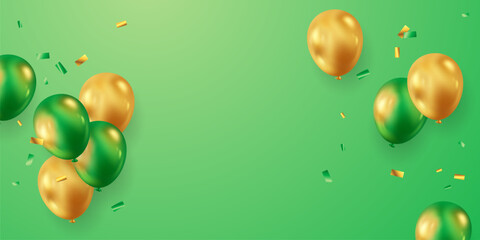 3d beautiful green balloon design vector background banner template illustration