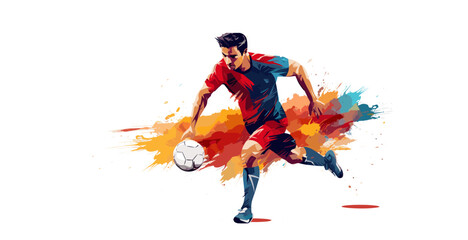 football soccer player man in action isolated white background. Vector illustration - obrazy, fototapety, plakaty