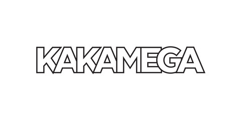 Kakamega in the Kenya emblem. The design features a geometric style, vector illustration with bold typography in a modern font. The graphic slogan lettering.
