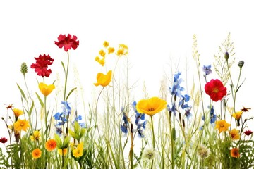 Naklejka premium A colorful summer meadow in full bloom, showcasing the beauty of nature's vibrant palette under the sunny sky.