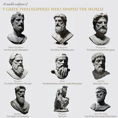 9 Greek Philosophers Who Shaped The World - obrazy, fototapety, plakaty