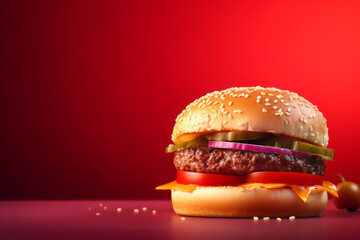 burger on red background