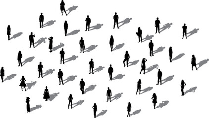 people standing silhouette on white background vector