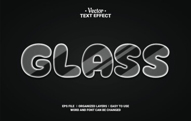 Transparent Glass Editable Vector Text Effect.