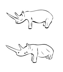 Rhino icon, vector illustration/drawing/sketch isolated on white background