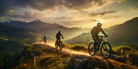 mountain bikers in the mountains