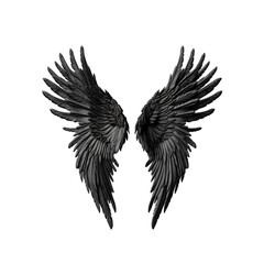 Fototapeta premium Black angel wings - Generative AI