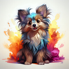 watercolor colorful dog