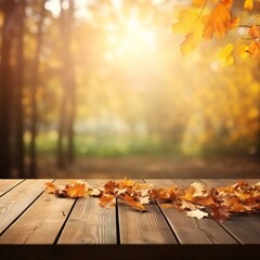 Naklejka na ściany i meble Beautiful autumn background with autumn leaves on the ground Generative AI