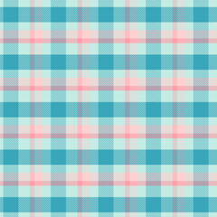 Plaid with twill weave seamless pattern.Blue and pink tartan checkered repeat pattern.Vector illustration texture background.For textile, printing, website.