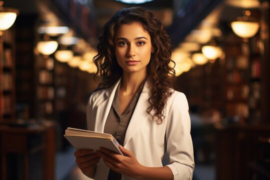 Indian Female Medical Student In Uniform And Holding Books In Hand