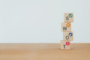 SWOT analysis and strategic planning technique concept. SWOT words means Strengths, Weaknesses,...