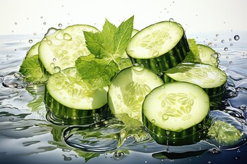 cucumber and water drops