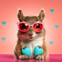 Creative animal with sunglasses on a pastel-coloured background