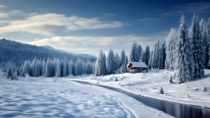 Winter forest in the Carpathians