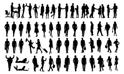 silhouettes of people bussiness set vector