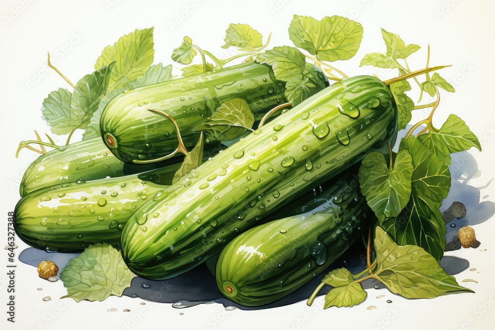 Wall mural cucumbers on a white background