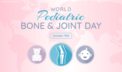 World Pediatric Bone and Joint Day Background Illustration Banner in Pink and Teal Color